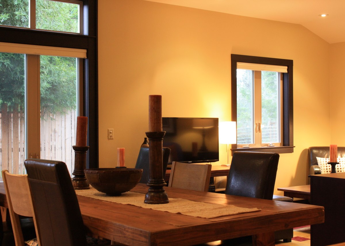 Mendocino Vacation Rental Red Barn Retreat Dining and Living Room View